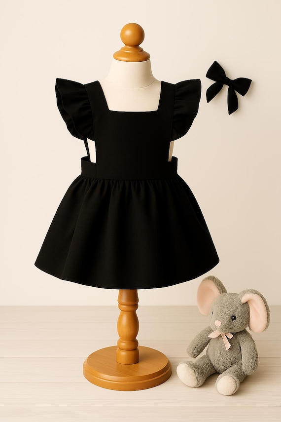 open lace back dress Charcoal Black Cotton Flax Pinafore Midi Wrap Dress 50
