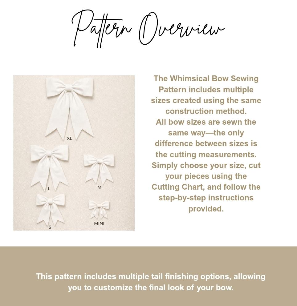 Whimsical Bow Sewing Pattern | Multi-size DIY Tutorial (PDF Download ...