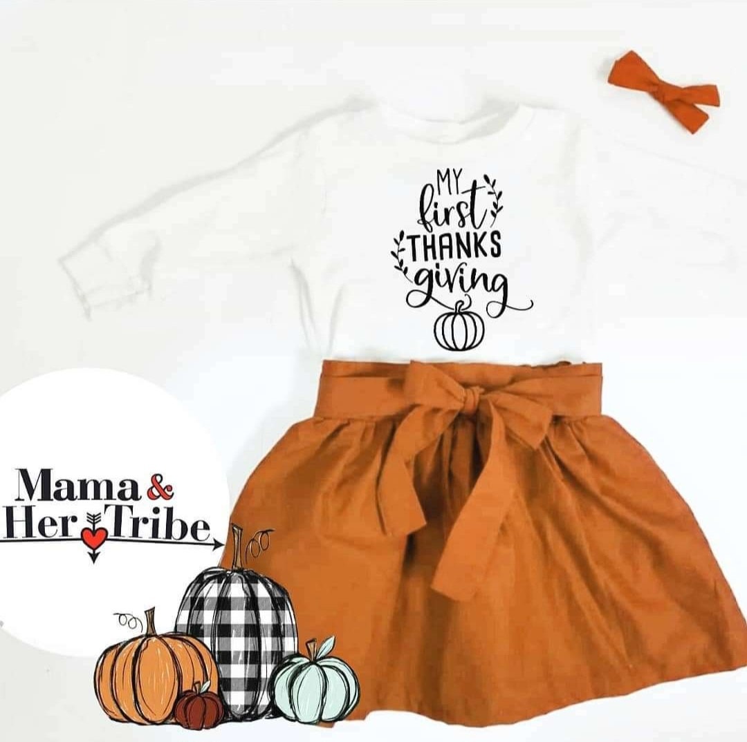 Thanksgiving Fall Outfit Baby Girl Pumpkin Skirt Outfit Etsy