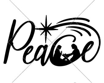 Joy With Christmas Nativity Scene Svg Eps Dxf Files For Etsy