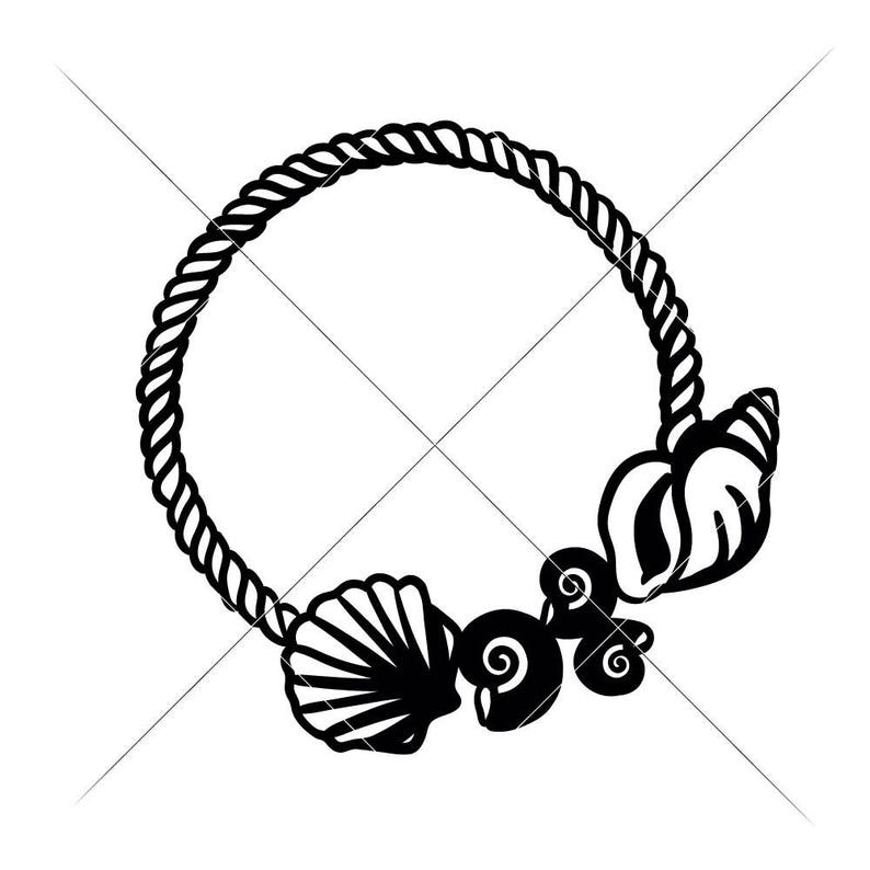 Download Sea Shell with Rope Monogram Frame Beach SVG dxf Files for | Etsy