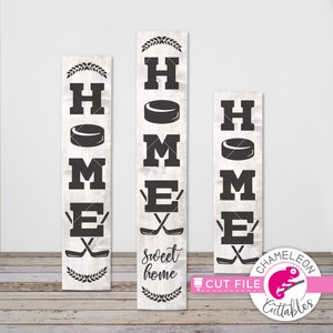 Home sweet Home Hockey SVG, 3 vertical files for long porch sign, front door design, for Cutting Machines, Commercial Use Digital Design