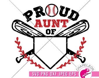 Proud Baseball Aunt Jersey Number SVG eps dxf png File for Cutting Machines like Silhouette Cameo and Cricut, Commercial Use Digital Design