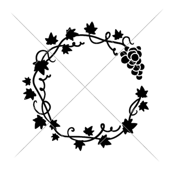 Download Grape Vine Wreath Frame For Monogram Wine Svg Dxf Files For Etsy