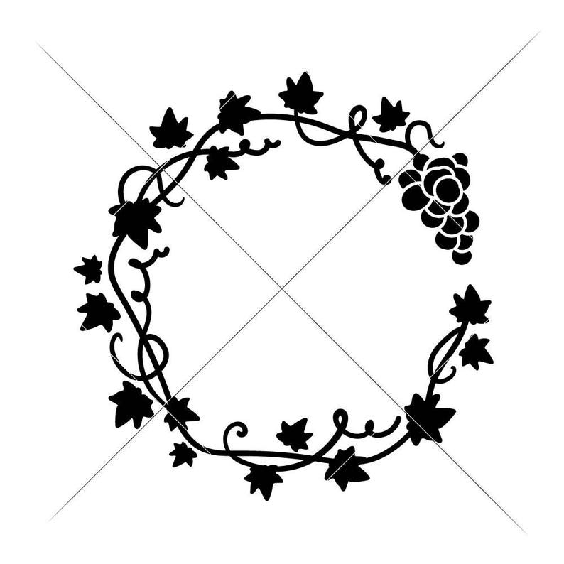 Download Grape Vine Wreath Frame for Monogram Wine SVG dxf Files ...