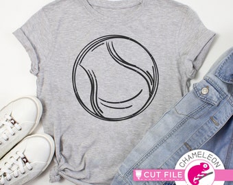 Tennis ball sketch design, SVG, DXF, EPS cut file for shirt, for Cutting Machine, Silhouette Cameo, Cricut, Commercial Use Digital Design
