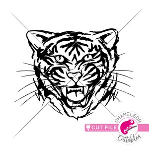 Tiger design, SVG, sketch, drawing, clipart, dxf, png, Files for Cutting Machine, Silhouette Cameo, Cricut, Commercial Use Digital Design