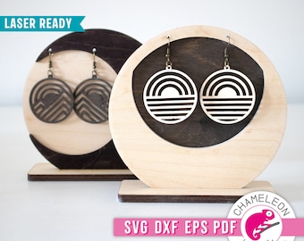 SVG, DXF, PDF, boucle d'oreille plage et montagne Svg laser, conception de boucle d'oreille Glowforge, boucles d'oreilles fichier laser cnc, fichier Thunder, conception numérique