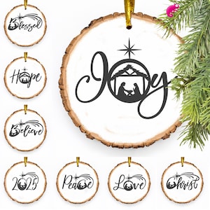 Lot de décorations de Noël SVG, PNG, DXF, Jpeg 2025, conception d'ornements ronds, fichier de coupe Svg et sublimation png, conception numérique à usage commercial