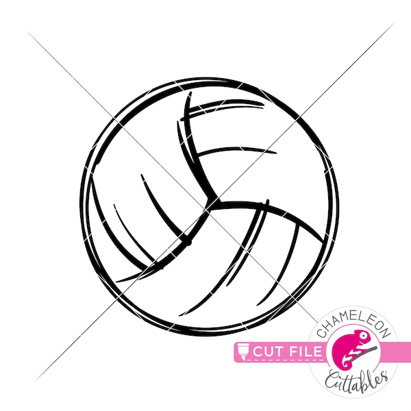 Volleyball sketch, drawing, SVG, DXF, EPS cut file for shirt, for Cutting Machine, Silhouette Cameo, Cricut, Commercial Use Digital Design