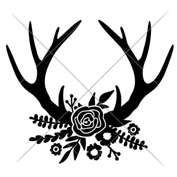 Download Antlers with Flowers Farmhouse Country SVG dxf Files for ...