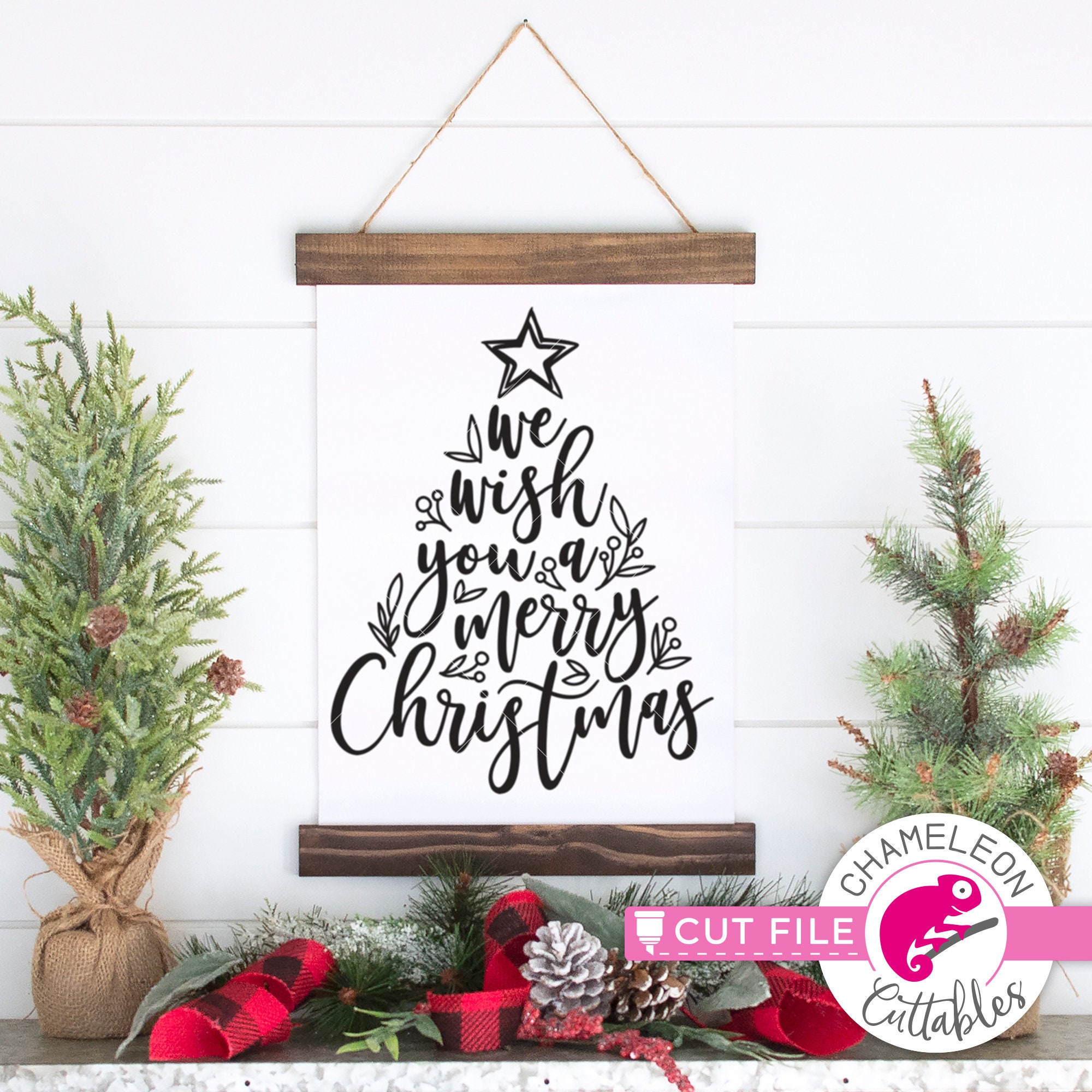 Jpeg PNG SVG Cricut Instant Download Clipart DXF cut file for Silhouette Hand Lettered Christmas Cut File Joyful Christmas Tree