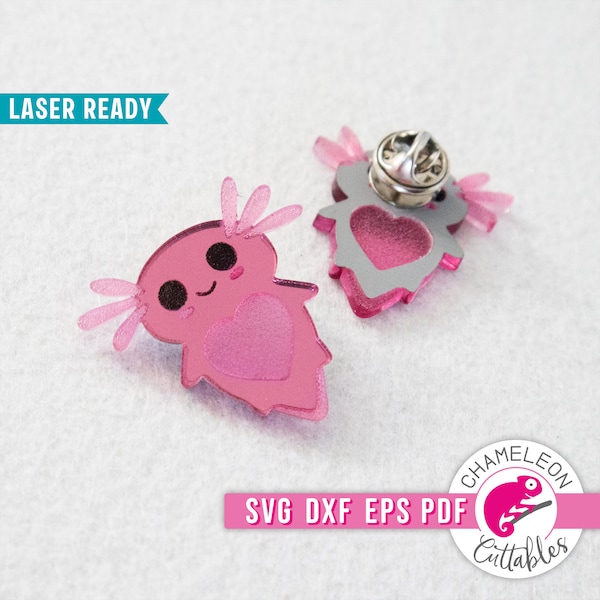 SVG, DXF, PDF, eps Axolotl Laser svg, love you axolotl Glowforge Valentines design, axolotl pin laser file, Thunder file, Digital Design