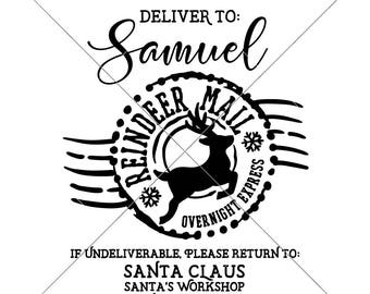 Santa Sack Reindeer Mail Christmas SVG dxf png Files for Cutting Machines like Silhouette Cameo and Cricut, Commercial Use Digital Design