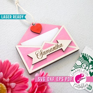 SVG, DXF, PDF, eps Envelope gift card holder Laser svg, Glowforge Valentines design, gift card laser file, Thunder file, Digital Design