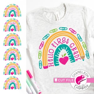 SVG, PNG, DXF, Jpeg, Back to school rainbow Svg bundle, Pre K - 4 Bundle,  Svg cut file and Sublimation png, Commercial Use Digital Design