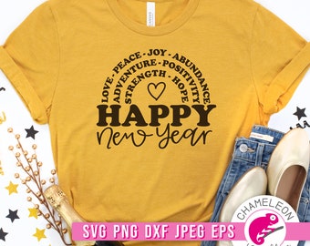 SVG, PNG, DXF, Jpeg, 2023 New Years Eve Svg, Happy New Year Rainbow design Svg cut file and Sublimation png, Commercial Use Digital Design