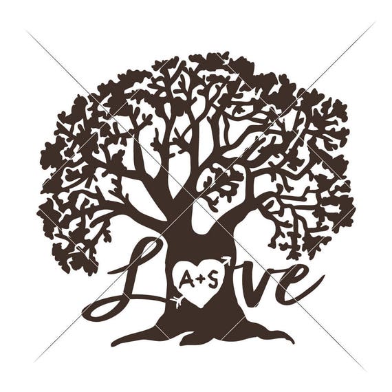 Download Customizable Tree Initials Wedding Anniversary SVG File for | Etsy