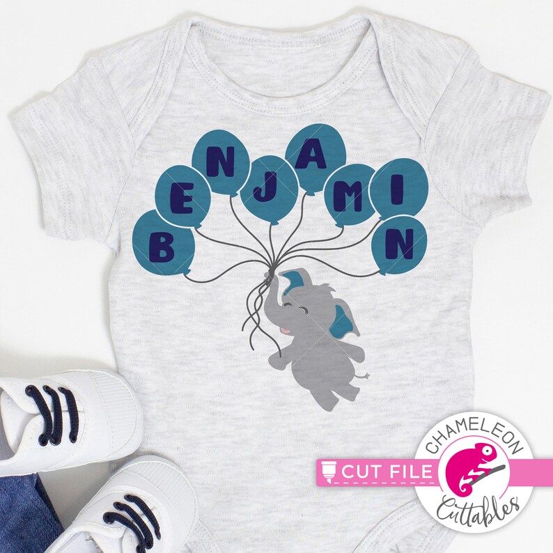 Download Elephant with 8 Balloons for Name Baby Boy SVG png Files ...