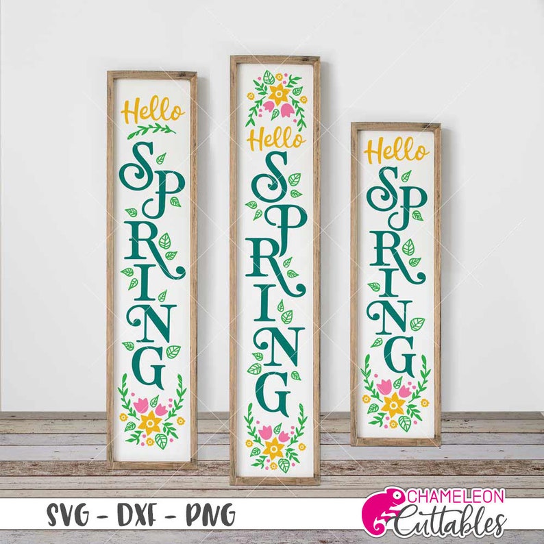 Download Front Door Design Hello Spring With Flowers Svg Commercial Use Digital Design 3 Vertical Files For Long Porch Sign For Cutting Machines Craft Supplies Tools Printing Printmaking