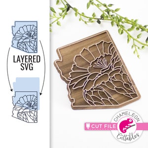 Arizona state SVG, Flower SVG, Glowforge file, Cricut designs, Thunder SVG, state design, Thunder file, Digital File, Digital Download