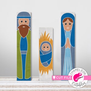 SVG, PNG, DXF, Christmas porch sign design, Nativity Scene Svg, Christian, Vertical porch leaner Svg cut file, Commercial Use Digital Design