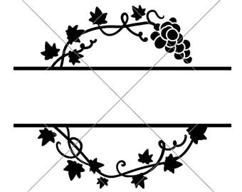 Fichiers dxf SVG nom de famille Design vin vigne divisé pour machines de découpe comme Silhouette camée et Cricut, conception numérique à usage commercial