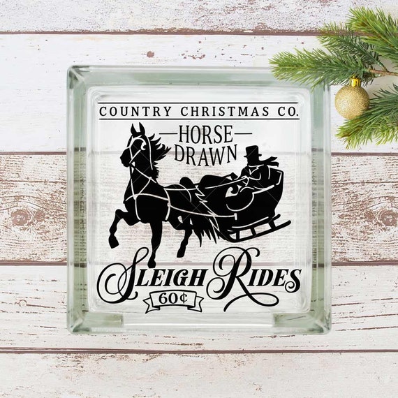 Download Horse Drawn Sleigh Rides Square Vintage Christmas Svg Files Etsy