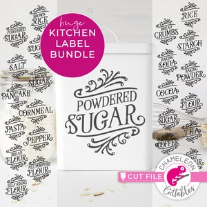 Farmhouse Kitchen label bundle for Cutting Machine, food canister organizing labels, SVG, png, dxf jpeg Files, Commercial Use Digital Design