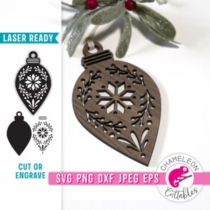 SVG, PNG, DXF, Jpeg, svg de décoration de Noël, décoration de Noël Glowforge, fichier laser art folklorique scandinave, fichier Thunder, conception numérique