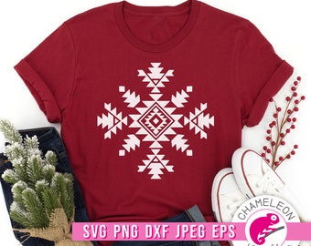 SVG, PNG, DXF, Jpeg, Aztec Snowflake design, Tribal, Winter, Southwestern Christmas cut file, Sublimation png, Commercial Use Digital Design