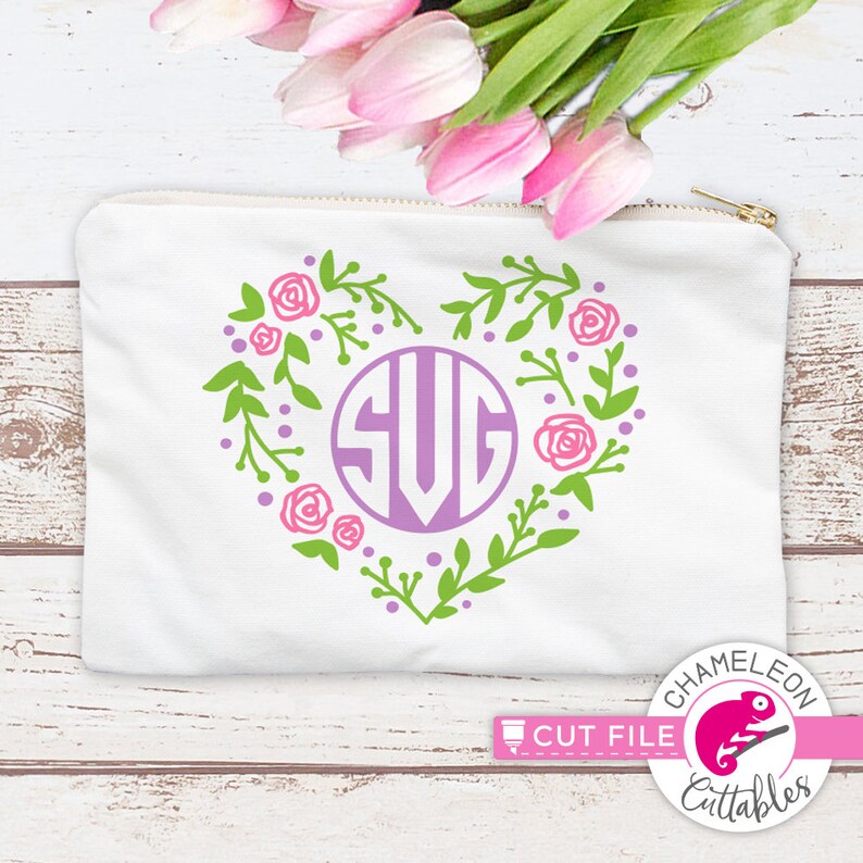 Download Heart With Flowers Svg Dxf Files For Cutting Machines Like Silhouette Cameo And Cricut Monogram Frame Commercial Use Digital Design Kits How To Printing Printmaking