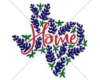 Home Spring Texas with Bluebonnets SVG dxf Files for Cutting Machines like Silhouette Cameo and Cricut, Commercial Use Digital Design