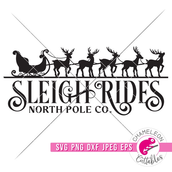 SVG, PNG, DXF, Jpeg, Christmas sign svg, Sleigh Rides svg, vintage Christmas cut file and Sublimation png, Commercial Use Digital Design