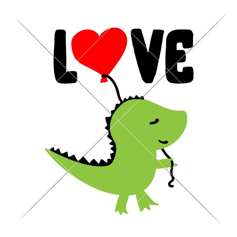 Download Love Dinosaur with Heart Balloon SVG eps dxf Files for Cutting Machines like Silhouette Cameo ...