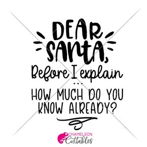 SVG, PNG, DXF, Jpeg, Caro Babbo Natale prima che ti spieghi il Natale per bambini, file di taglio SVG e png per sublimazione, design digitale per uso commerciale