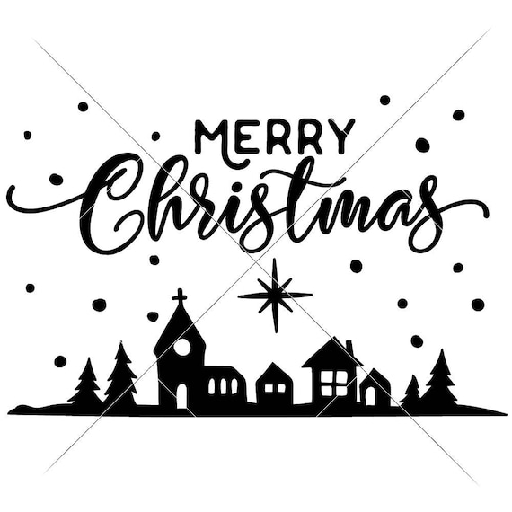 Download Merry Christmas Town Village Svg Eps Dxf Png Files For Etsy