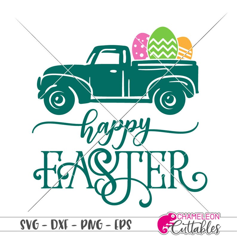 Download Happy Easter vintage truck with Easter eggs design SVG ...