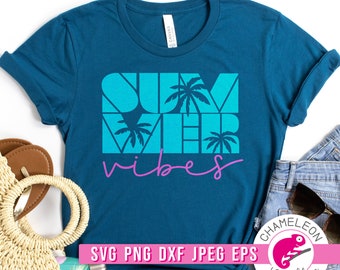 SVG, PNG, Dxf, Jpeg, Sommer Vibes SVG, Strand Sommer Design, Retro 80er Jahre Shirt SVG Schnittdatei und Sublimation png, Digital Design für kommerzielle Nutzung