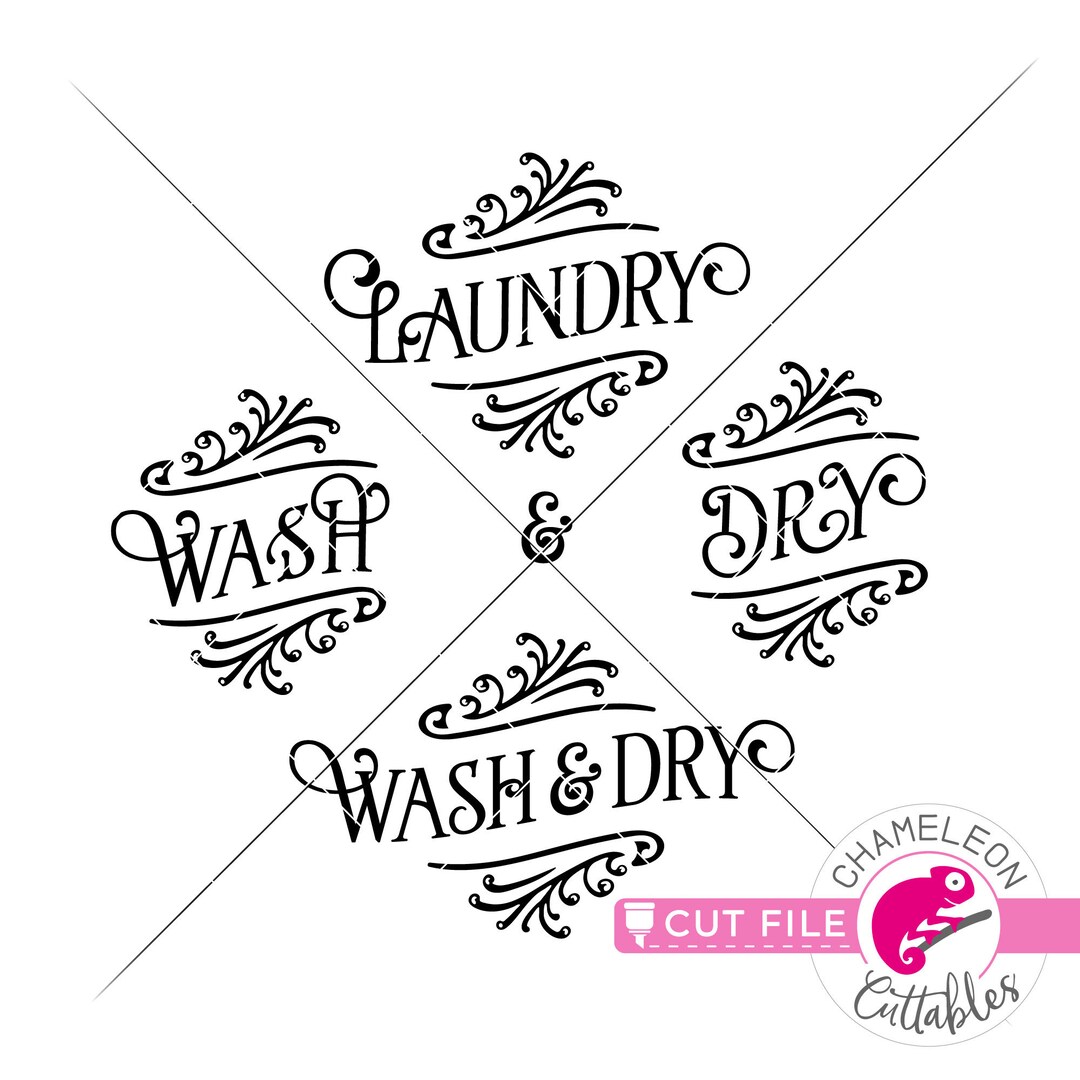 Wash and Dry Laundry File, Vintage Laundry Room Design, Farmhouse SVG, DXF, PNG, for Silhouette