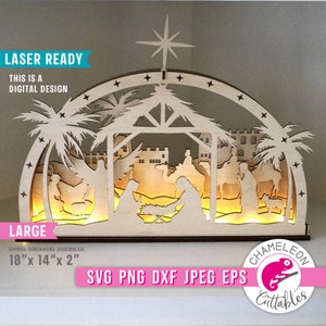 SVG, DXF, Large Christmas Nativity arch digital design, Laser ready file for CNC machines like Glowforge, Thunder file, Digital Design