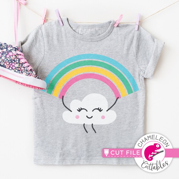 Rainbow With Cute Cloud SVG Dxf Png Jpeg Kids Girl File | Etsy