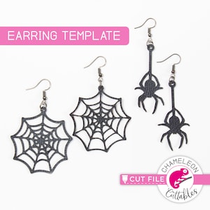 Halloween Spiderweb Spider Earring Template, cut file, SVG for Cutting Machines, Silhouette Cameo, Cricut, Commercial Use Digital Design