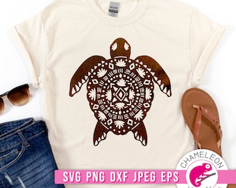 SVG, PNG, Dxf, Jpeg, Boho Turtle Svg, Ocean Turtle, Aztec Design, Boho Beach Svg cut file and Sublimation png, Commercial Use Digital Design