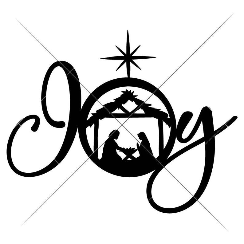 Joy With Christmas Nativity Scene Svg Eps Dxf Files For Etsy Israel