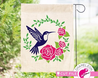 Hummingbird with Roses, Flower Circle, Shirt Design, SVG File for Cutting Machines, Silhouette Cameo, Cricut, Commercial Use Digital Design