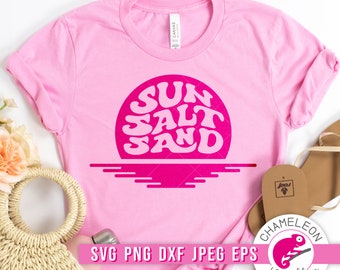 SVG, PNG, Dxf, Jpeg, Sun Salt Sand Svg, Beach Summer Design, Retro shirt Svg cut file and Sublimation png, Commercial Use Digital Design