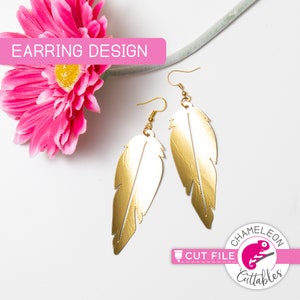 Feather Earring Template, Cut File Design, SVG for Faux Leather ...