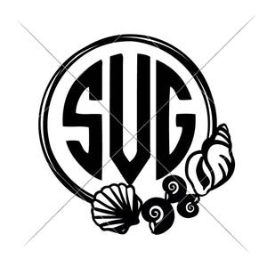 Sea Shell Monogram Frame Beach Summer SVG dxf Files for Cutting Machines like Silhouette Cameo and Cricut, Commercial Use Digital Design