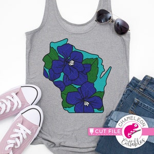 Kwiat stanowy Wisconsin, pospolity niebieski fiołek, warstwowy, SVG, dxf, png, jpeg, plik, dla Silhouette Cameo, Cricut, projekt cyfrowy do użytku komercyjnego